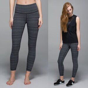 Lululemon High Times Pant Luxtreme In Cyber Stripe Deep Coal Black Size 2